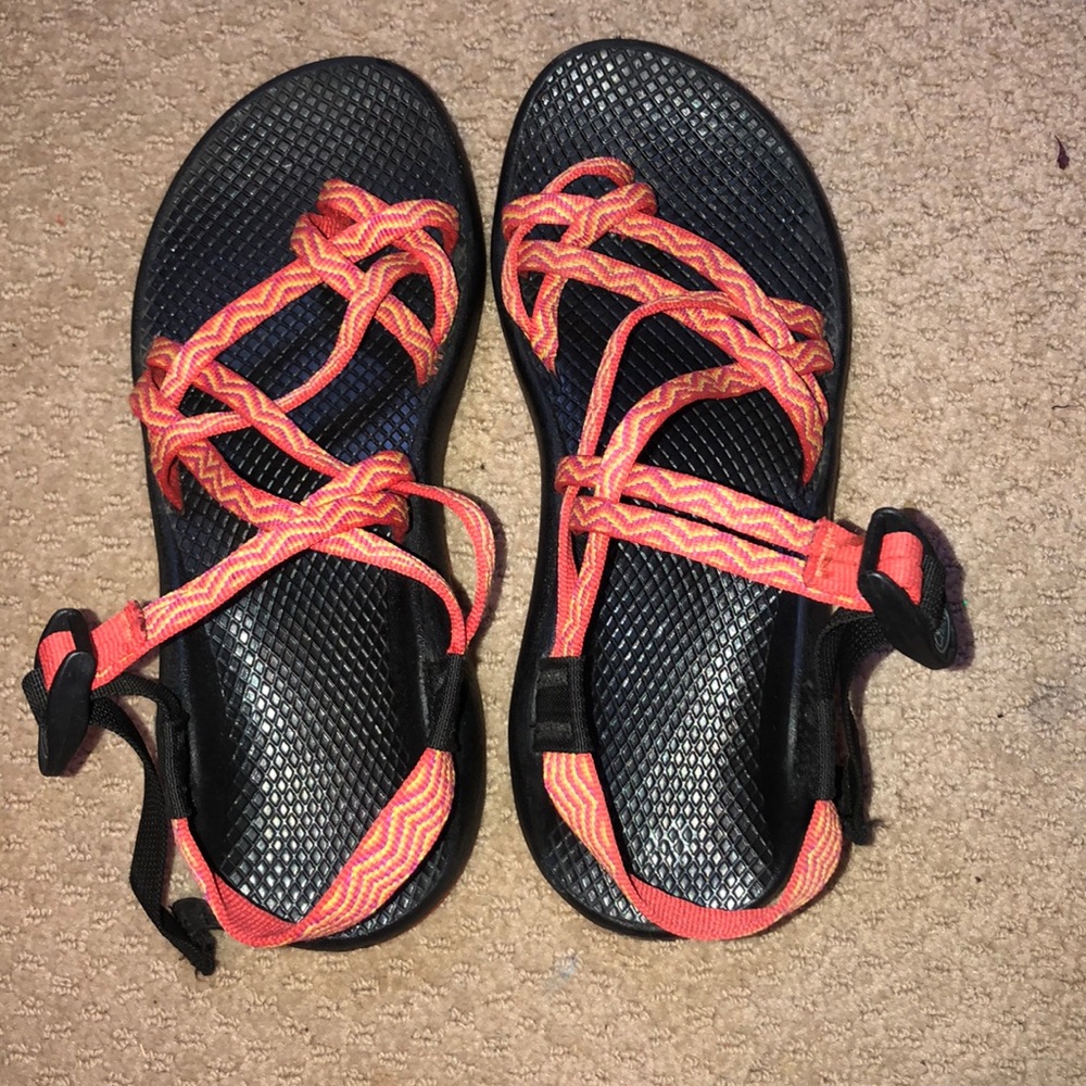 Orange and Yellow Striped Chacos